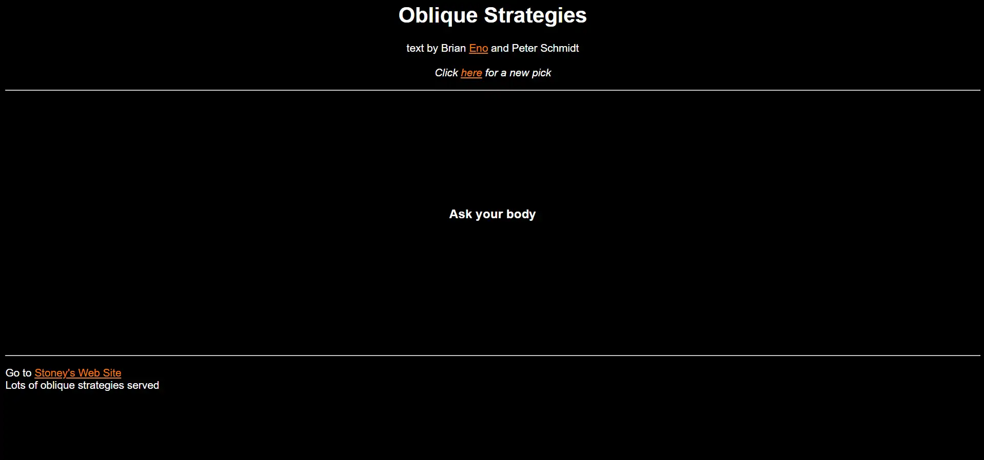 Homepage of Oblique Strategies Homepage of Oblique Strategies